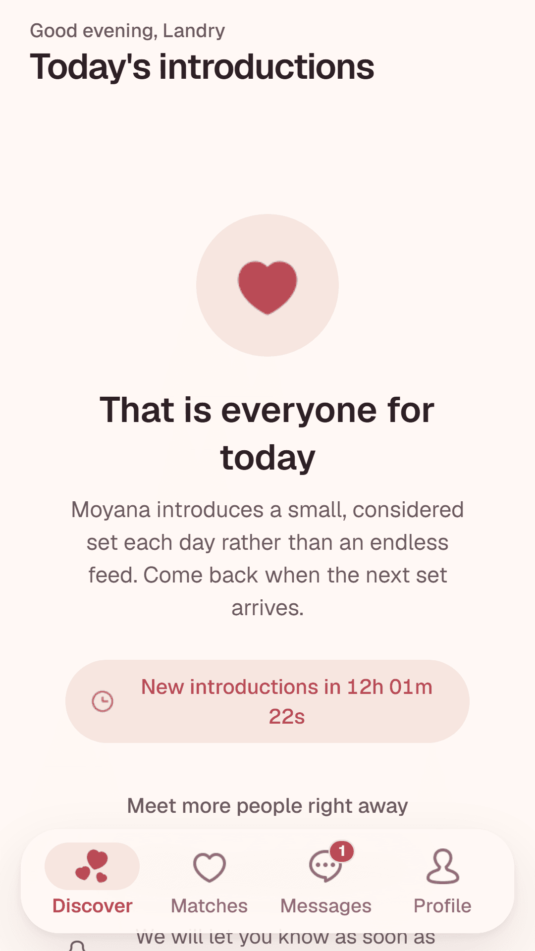 Curated daily deck with a countdown to new introductions